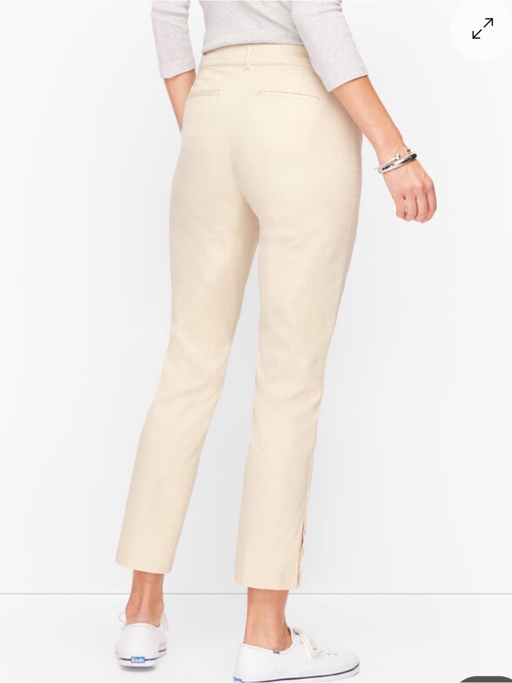 Talbots Slim Perfect Cropped Pants in Light Cream